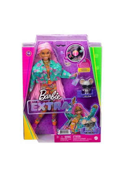 Gxf09 Barbie Extra - Pembe Örgü Saçlı Bebek. 3 Yaş