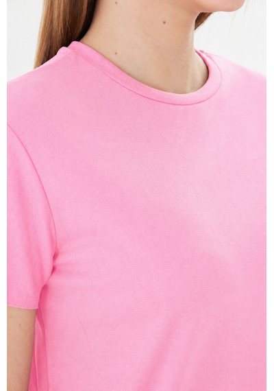 Sortie Collection Etek Ucu Damla Yırtmaçlı Basic Modal Bluz Pembe