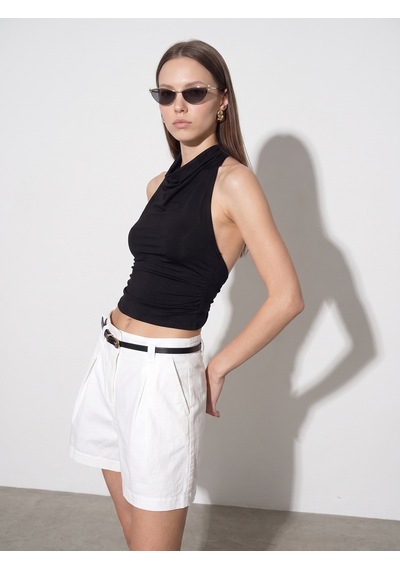Dilvin 21246 Degaje Yaka Top-siyah