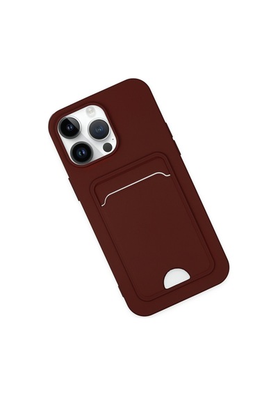 Apple iPhone Uyumlu 14 Pro Kılıf Kelvin Kartvizitli Silikon - Bordo Bz8683140425197