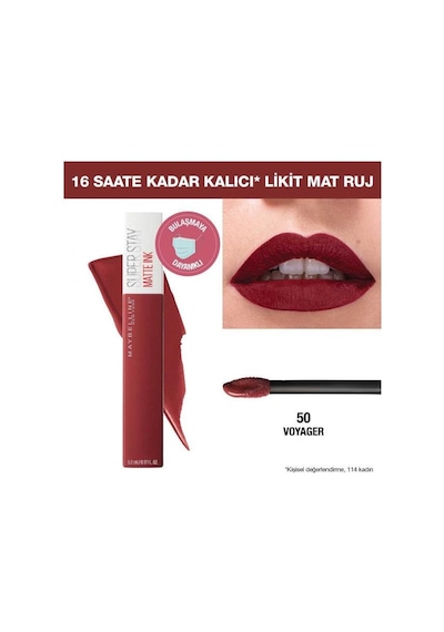 Maybelline New York Super Stay Matte Ink Likit Ruj 50 Voyager