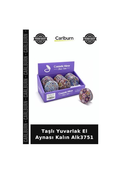 Özel Üretim Şık Hediyelik Aksesuar Makyaj Kişisel Bakım Taşlı Yuvarlak El Aynası Kalın Alk3751