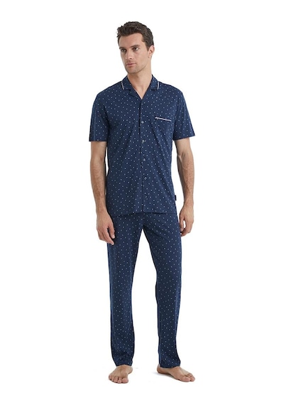 Blackspade Erkek Kısa Kol Gömlek Yaka Önden Düğmeli Lacivert Pijama Takımı C1t6n4o04 001