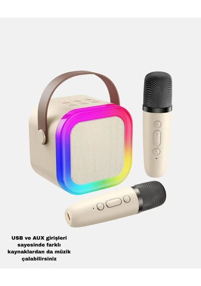 Taşınabilir Karaoke Hoparlör Bluetooth 5. 0 Ve Çift Mikrofonlu