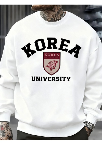 Startmore Tarzsokak Kore Üniversitesi Desen Erkekler Kazak Sonbahar Hip Hop Kazaklar Gevşek Moda Unisex Tişörtü Y Beyaz