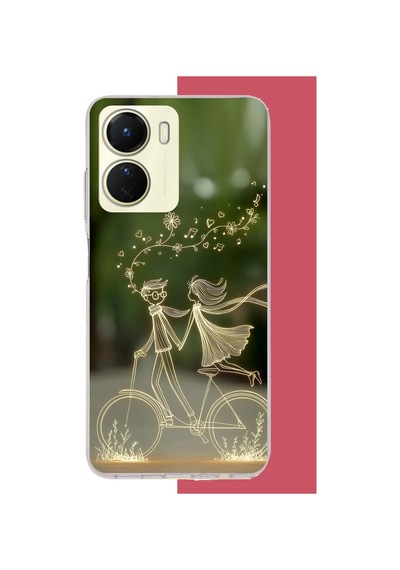 Vivo Y16 Uyumlu Bisikletli Aşk Baskılı Silikon Kılıf Renkli