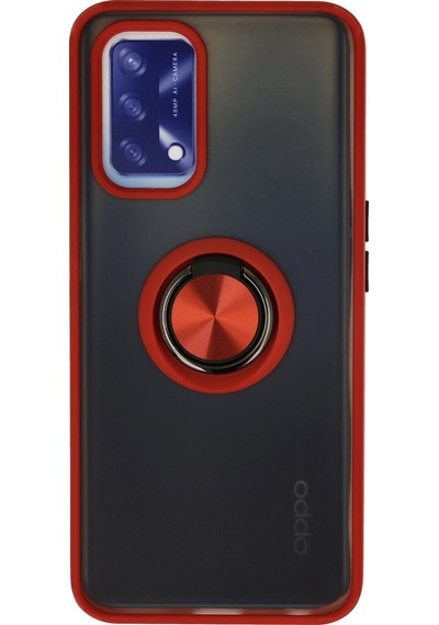Newface Oppo A74 4g Kılıf Montreal Yüzüklü Silikon Kapak Glblseme - 24 - Kırmızı