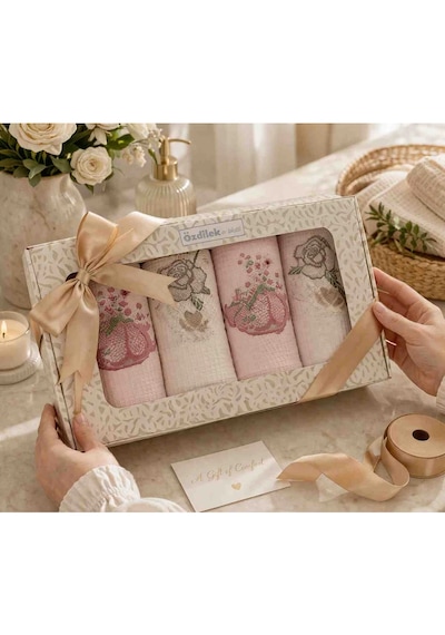 Özdilek 4 Lü Mutfak Havlusu 30x60 Cm %100 Pamuk Nakışlı Set Yumuşak Emici Şık Tasarım 4 Renk