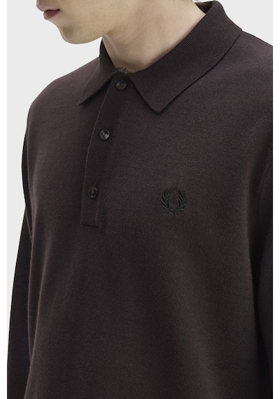 Fred Perry Logolu Yün Ve Pamuk Karışımlı Düğmeli Polo Erkek Polo K4535 33c Kahve