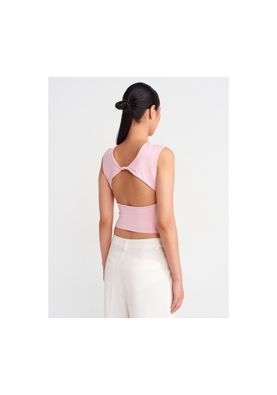 Rouge Basıc Dlv21132 Sırtı Açık Büzgülü Top Pembe