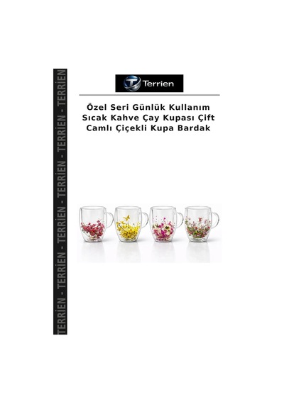 Özel Seri Günlük Kullanım Sıcak Kahve Çay Kupası Çift Camlı Çiçekli Kupa Bardak Çok Renkli
