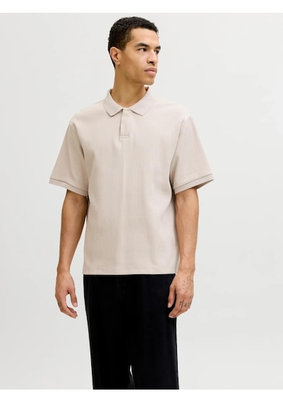 Jack & Jones Jjeharrison Structure Polo Ss Ln Erkek T-shirt-32745 Krem