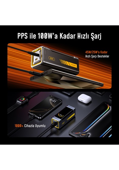 Aohi Starship 10.000 Mah 210w Pd3.1 Powerbank, Akıllı Dijital Göstergeli 2si1 Arada Taşınabilir Hızlı Şarj Cihazı, Şarj İstasyonu, Siyah