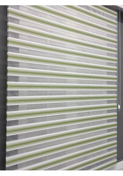 Yeşil Beyaz Geçişli Zebra Stor 200x200 Çok Renkli