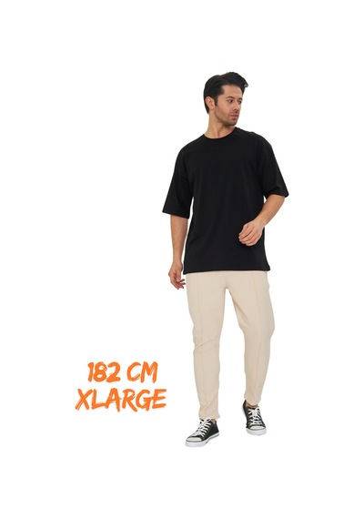 Pxm - %100 Pamuklu Oversize Tişört Siyah Siyah