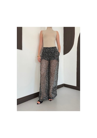 Verymoda Pullu File Pantolon D3134 Siyah