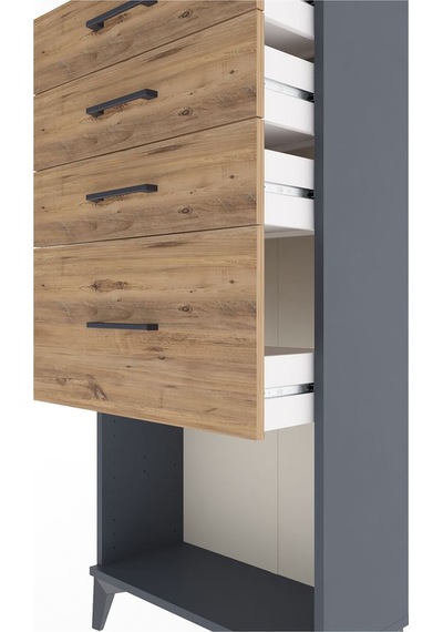 Arges Dolap 4 Çekmeceli 60x30x134 Antrasit-çam Antrasit