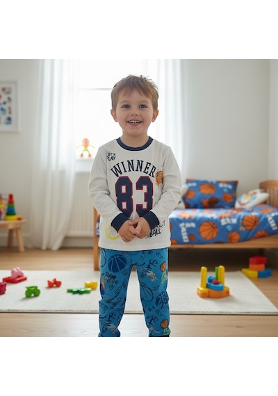 Bonbon Çocuk Winner Baskılı Beyaz Renk 2'li Takım Cb1057