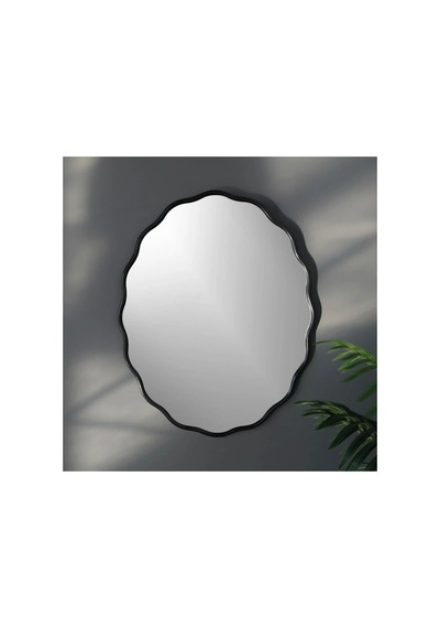 Dalgalı Oval Duvar Dekor Aynasıkonsol Aynası/dekor Aynası Siyah 60 X 90 Genel