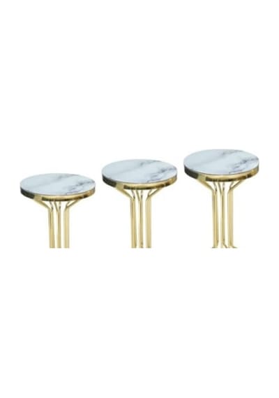Brc C Orta Sehpa Model Beyaz Mermer Temper Cam Metal Transmisyon