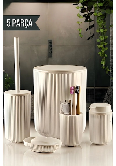 5 Parça Banyo Seti Bej Diğer