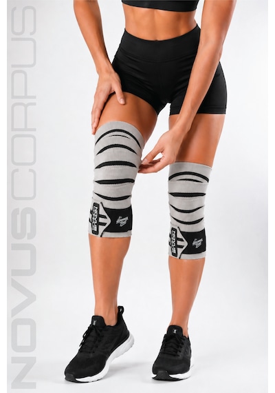 Fitness Diz Bandajı Knee Wraps Ağırlık Crossfit Dizliği Sarmalı Dizlik Cırt Bantlı - 2 Adet - Gri/siyah