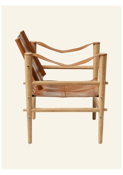 Cinas Noble Safari Lounge Koltuk Bambus Gövde Deri Oturum Skandinav Tarz 61x59x79 Cm Sandalye Kahverengi