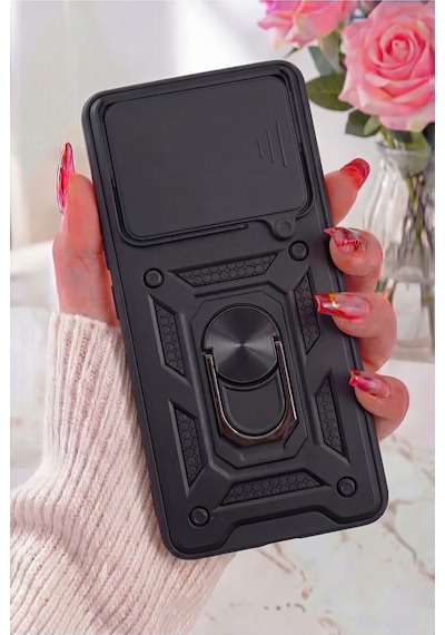 Fibaks Redmi Note 15 Pro Plus 5G Uyumlu Kılıf Kamera Korumalı Sürgülü Yüzüklü Armor Military Tank Koruyucu Kapak