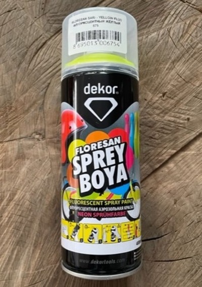 Dekor 400ml Floresan Sarı Sprey Boya Sarı Efekt Sprey Boya Sari