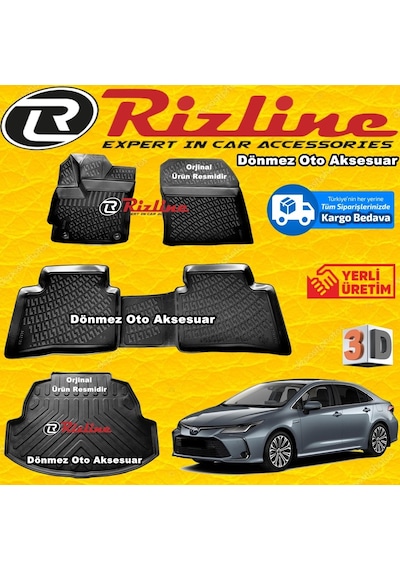 Toyota Corolla Uyumlu 3D Paspas+Bagaj Havuz Siyah Sd 2019 Sonras Rizline N11.8259