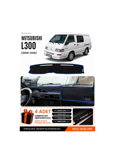 Mıtsubıshı L300 2000-2010 Uyumlu Torpido Örtüsü, Torpido Kılıfı - Siyah Mavi