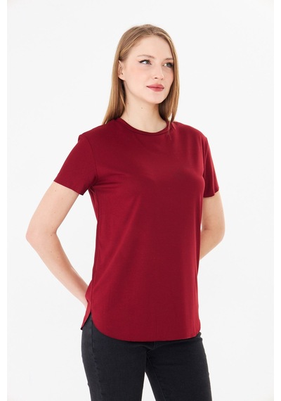 Sortie Collection Etek Ucu Damla Yırtmaçlı Basic Modal Bluz Bordo