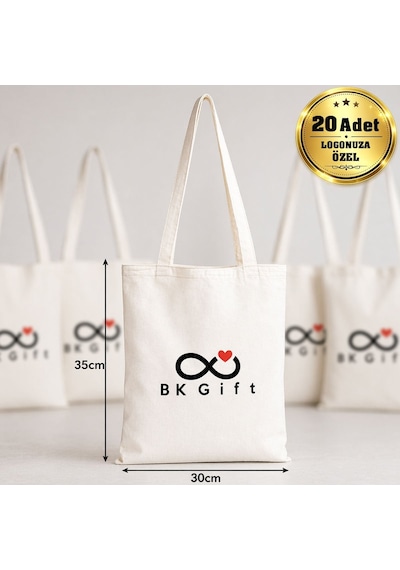 Logonuza Özel 20 Adet Uzun Kulp Ham Bez Çanta 30x35 Cm - Promosyon Logo Baskılı Ham Bez Çanta Ham Renk