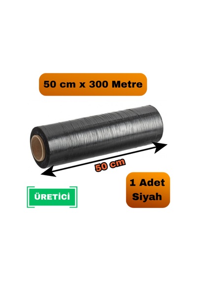 Siyah Palet Streç Film 50 Cm 300 Metre 2.5 Kg Eşya Sarma Kargo Paketleme Taşınma Nakliyat Ambalajı