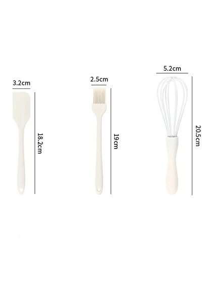 3'lü Silikon Pasta Tatlı Yapma Seti Çırpıcı- Fırça-spatula