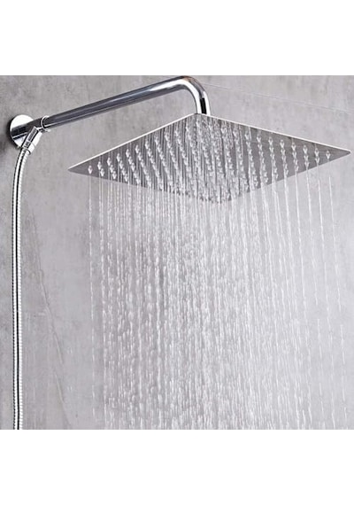 25x25 Cm 304 Paslanmaz Çelik Tepe Duşu Geniş Kare Duş Başlığı, Sabit Tepe Duş Başlığı, Handshower Uyumlu, Modern Ve Dayanıklı Duş Sistemi Parçası Kare 000 Açık Krem