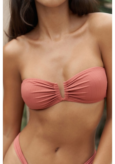 Mai Collection Mai Studios Co. Lahla Straplez Toka Detaylı Kiremit Bikini Üstü Kiremit