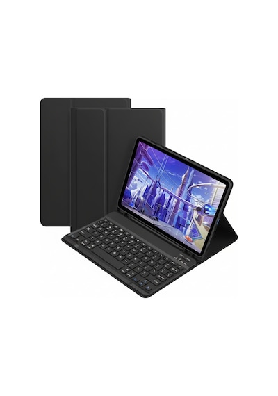 Microcase Xiaomi Poco Pad M1 12.1 İnch Tablet Uyumlu Bluetooth Klavyeli Standlı Kılıf Siyah - Bkk4