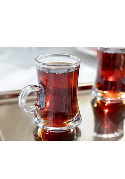 Kuplu Çay Bardağı 4 Lü Beyaz - Şeffaf
