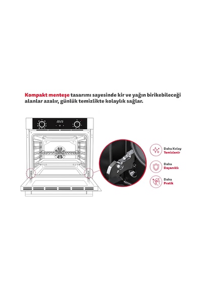Simfer 8243 0+3 Fonksiyon Dijital Gri Powerturbo 3'lü Ankastre Fırın