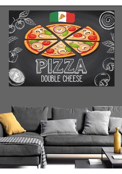 Lezzetli Çift Peynirli Pizza Dekoratif Kanvas - Mdf Ahşap Tablo