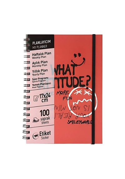 Mynote Smiley Spiralli Defter A5 17x25 Kraft Kapak, Çizgili, 100 Yaprak Beyaz