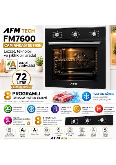 Eminçelik Ve AFM Roetto FM7600 - 31 222 - FM3400B Siyah 3'lü Ankastre Set