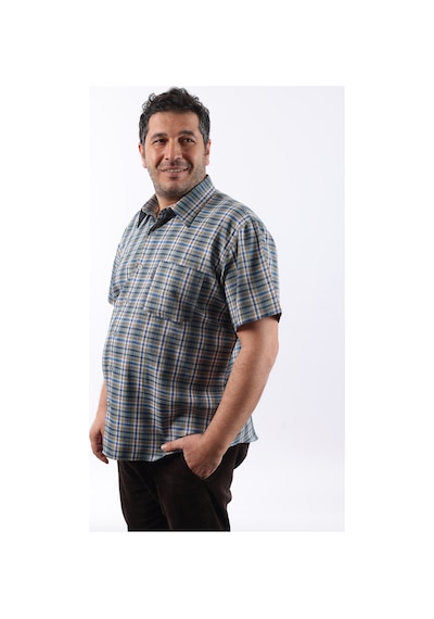 Tousus Kısa Kol Ekose Pamuklu Erkek Gömlek Kk-8055-tss Mint Yeşili