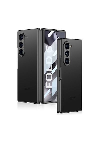 Zore Galaxy Uyumlu Z Fold 6 Kılıf Titanyum Metal Tasarımlı Kıpta Caz Kapak-siyah Siyah