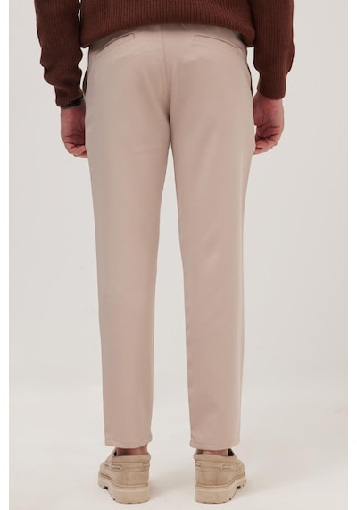 Tudors Erkek Slim Fit Dar Kesim Lastikli Bağcık Detaylı Taş Pantolon-38239 Taş
