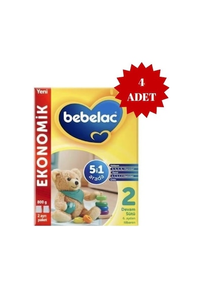 Bebelac 2 Devam Sütü 6 Ay+ 800 Gr 4 Adet