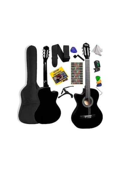 Midex Cg-396bk Solak Klasik Gitar Siyah Renk Full Set Sap Ayarlı 4/4 Yetişkin Boy