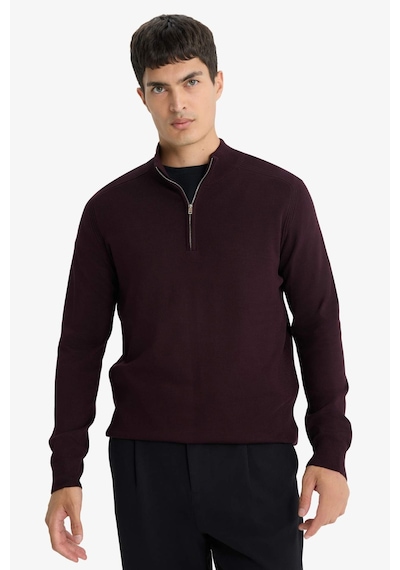 Defacto Standart Fit Yarım Fermuarlı Triko Kazak D0624ax25aubr34 Bordo