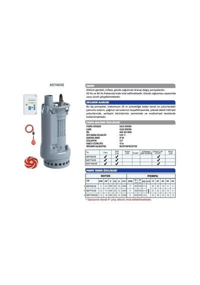 Sumak Sdt100/3z Çamurlu Su Pompası 10 Hp - 3''